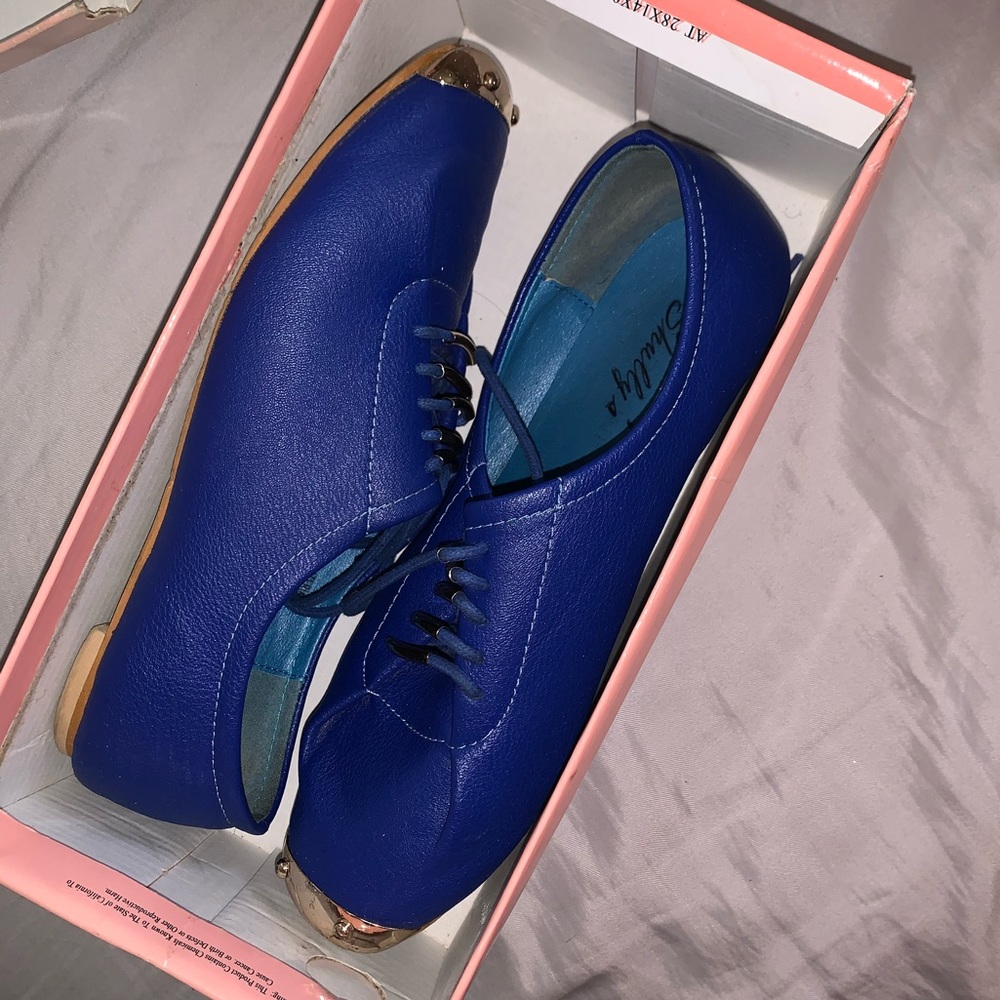 Blue and gold dress/ casual shoes